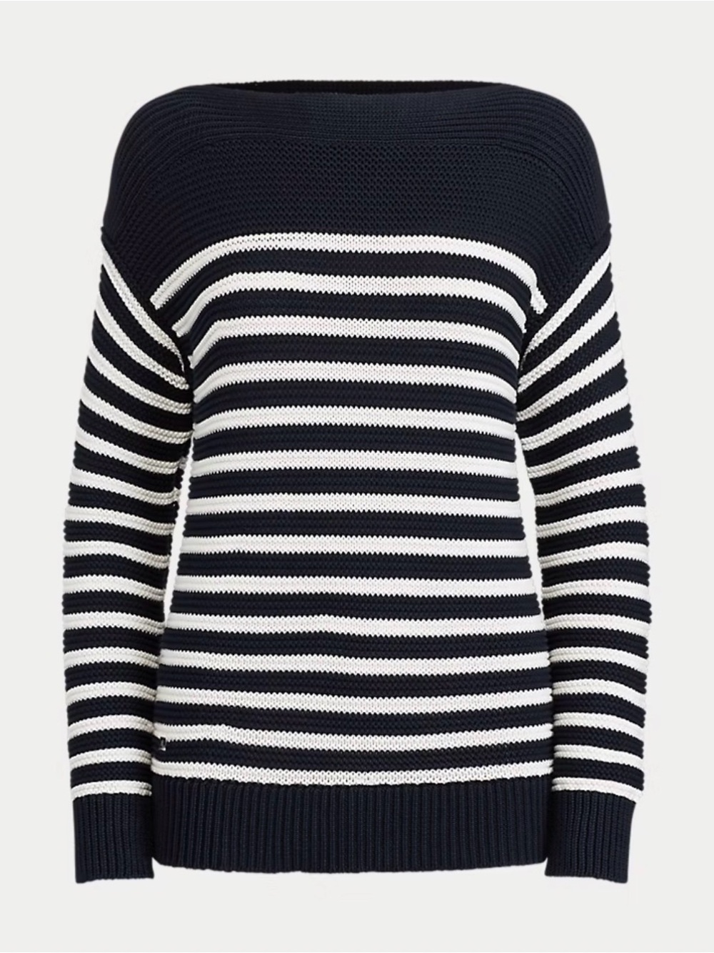 Lauren Ralph Lauren Cotton Boatneck Sweater
Lauren Navy/Mascarpone Cream | L